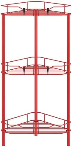 HuggieGems Metal Floor Standing Corner Shower Caddy, Red, 3 Tier by HuggieGems