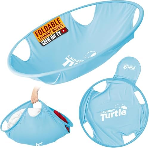 Laundry Turtle Collapsible Laundry Basket for Washer & Dryer (Aqua, Large) by LaundryTurtle