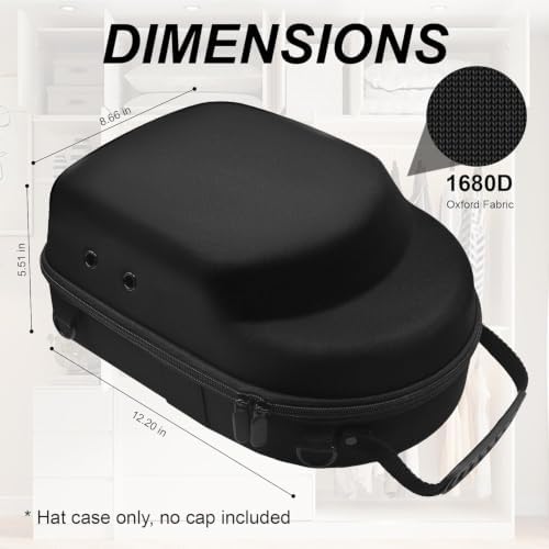 Hard Hat Travel Case for Baseball Caps 1 Piece Black With Blue - Hat Protector with Handle, Adjustable Shoulder Strap & Luggage Strap, Stores 6 Hats for Travel, Home, Gifts - Image 3