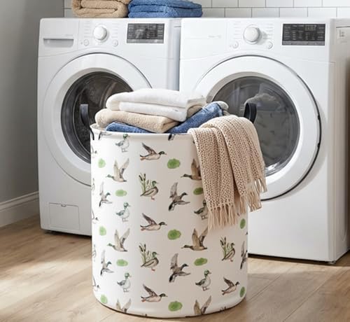 Essme Kids Laundry Basket,Duck Hamper Collapsible Waterproof Storage Bin for Home Decor,Gift Baskets(Green Duck) - Image 3