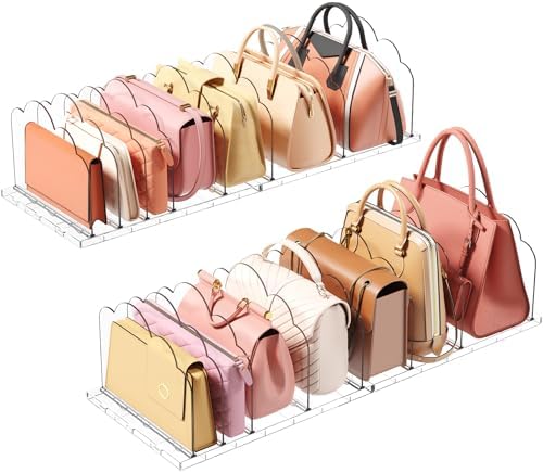 Lifewit Purse Organizer for Closet, Adjustable Clear Handbag Shelf Dividers by Lifewit