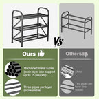 3 Tier Expandable Shoe Rack for Closet, Adjustable Small Shoe Organizer Storage, Heavy Metal Free Standing Narrow Shoe Racks for Entryway, Garage, Doorway Black 16"-33" - Image 6