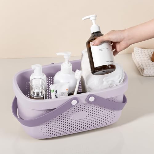Portable Shower Caddy Basket with Handles Plastic Storage Basket ‌Purple - Image 6