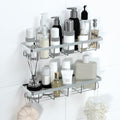 Shower Caddy Organizer with Hooks,Self Adhesive Bathroom Shelves,No Drilling Bathroom Organizers and Storage,Perfect for RV, Apartment, Home Decor,2 Pack Silvery by Unknown