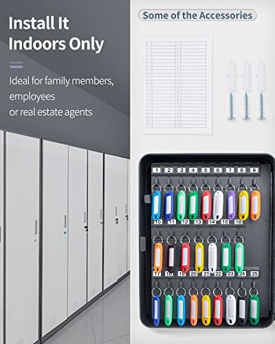Uniclife 100 Position Key Cabinet with Combination Lock Resettable Black Digital Security Storage Box Steel Key Organizer with Colorful Key Tag Labels Stickers and Hooks - Image 7