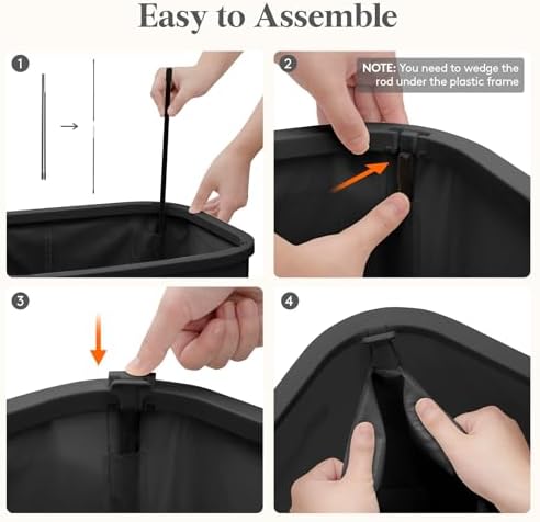 Lifewit Slim Laundry Basket with Lid and Removable Bag, 65L, Black - Image 4