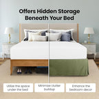 King Bed Skirt, Hides Under-Bed Storage 16 Inch Drop, Pleated, Olive - Image 3