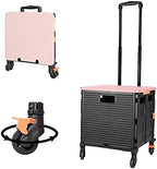 FELICON SELORSS Foldable Utility Cart Folding Portable Rolling Crate-Pink by FELICON