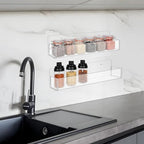 Acrylic Spice Rack Wall Mount-12 Inch, Clear Spice Shelf Storage Holder, 4 Pack Hanging Seasoning Rack Organizer for Cabinet Door, Cupboard or Wall Kitchen (Adhesive or Screw) - Image 4