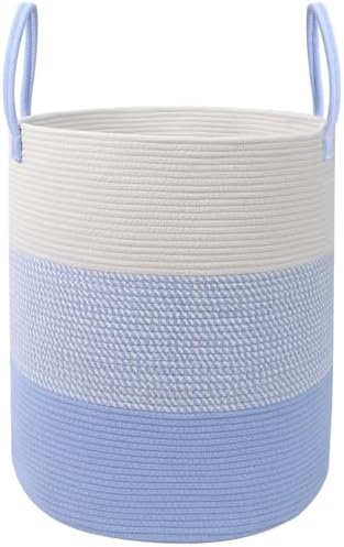 70L Woven Laundry Basket, Large Clothes Hamper with Handles- Blue by HZFTJOY