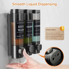 Shampoo and Conditioner Dispenser,Shower Dispenser 3 Chamber No Drill Wall-Mounted Shampoo Dispenser for Shower Wall Mounted Shower Soap Dispenser for Bathroom Hotel Large Capacity，Dark Gray - Image 4