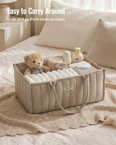 Blissful Diary Baby Diaper Caddy Organizer, Nursery Storage,Sand - Image 5