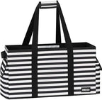 Standing Extra Large Utility Tote Bag with Hard Bottom & Hard Sides, Heavy Duty Reusable Grocery Bags with Handles & 3 Pockets for Shopping, Picnics, Camping, Laundry, Car, Beach Tote Bag by DSDCDJ