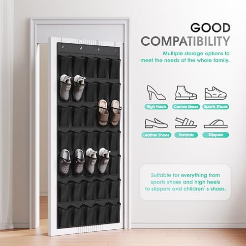 WVM Over the Door Shoe Organizer with 35 Breathable Mesh Pockets, Hanging Shoe Organizer for Door with 4 Metal Hooks, Large Capacity Closet Storage for Shoes, Accessories - Image 2