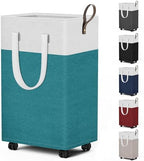 HomeHacks 75L Rolling Laundry Basket with 4 Wheels Collapsible Green by HomeHacks