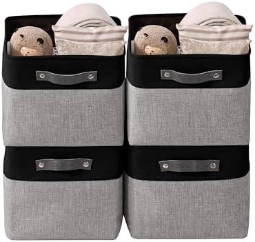 DECOMOMO Storage Bins, Large Fabric Storage Baskets for Shelves 4 Pack by DECOMOMO
