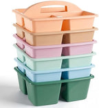 Kathfly 6 Pack Classroom Caddy Organizer with Handle, Plastic Art Craft Cleaning Caddy Bulk, Small Multipurpose Supply Organization Storage Basket for Table Desk Office Pencil Teacher (Morandi Color) by Kathfly