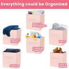 Criusia Storage Cubes- 11 Inch Cube Storage Bins for Organizing Shelves - Nursery Closet Organization Bins for Clothes Blanket - 10 Pack Collapsible Decorative Storage Box for Magazines (Pink) - Image 5