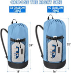 BALEINE 150L Laundry Bag Backpack, 900D Oxford Fabric Large Travel Laundry Bags with Shoulder Straps and 2 Mesh Pockets for College Dorm, Apartment, Laundromat (Blue, 150L) - Image 3