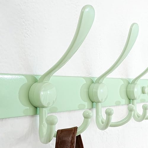 Dseap Coat Rack Wall Mounted - 5 Tri Hooks, Heavy Duty, Stainless Steel, Metal Coat Hook Rail for Coat Hat Towel Purse Robes Mudroom Bathroom Entryway, Green - Image 4