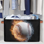 Baseball Fire Storage Basket Toy Storage Bins Collapsible Cube Organizer - Image 5