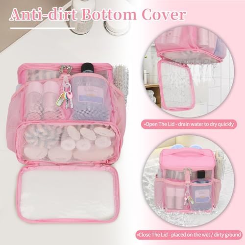 CUBETASTIC Shower Caddy Portable Mesh Shower Tote for Bathroom, Gym, Travel, Camping - Quick Dry Hanging Organizer Toiletry Bag with Handle for College Dorm Room, Men & Women - Image 5
