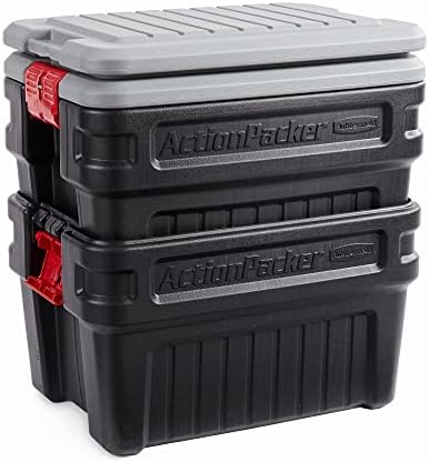 Rubbermaid ActionPacker️ 24 Gal Lockable Storage Box Pack of 2, Outdoor, Industrial, Rugged, Grey and Black - Image 3