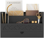 Wisuce Bamboo Mail Organizer with Drawer, Countertop Desk Organizer(Black) by Wisuce