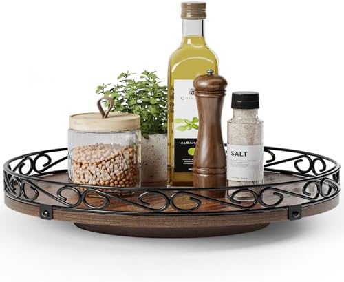 13" Lazy Susan Turntable Organizer for Table Top, Wood Lazy Susan Cabinet by Yoobure
