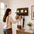 Key Holder for Wall, Decorative Key and Mail Holder, Key Holder Wall Mount with Shelf and Large Hooks, Easy Installation Key Rack for Entryway and Home Decor - Image 4