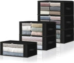HomeHacks 6-Pack Clothes Organizer Storage Bags Foldable Storage Box with Large Clear Window Sturdy Handles for Closet, Dorm, Pillows, Bedding, Clothes, Stuffed Toys, Blankets, 35L, Black | Foldable Storage Box Container with Zippers, Clear Window, Rei... by HomeHacks