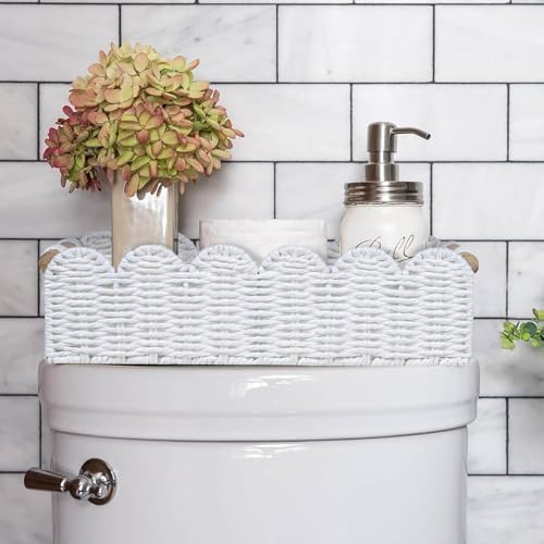 CubesLand Scalloped Toilet Paper Storage Basket W/Handle for Home Decor - Image 4