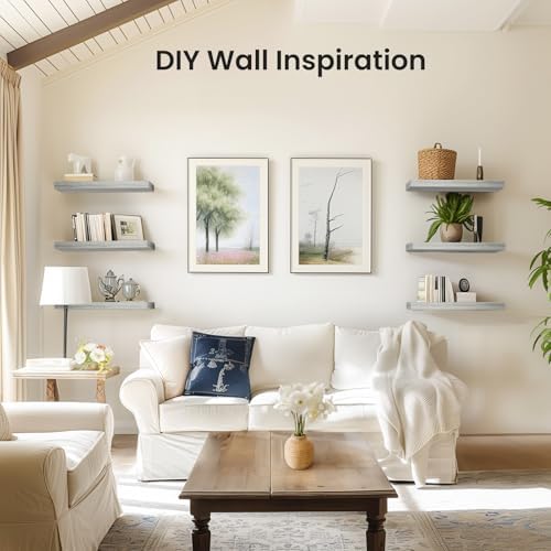 Amada 15.7" Floating Shelves for Wall Decor & Storage, Set of 3, Gray - Image 2