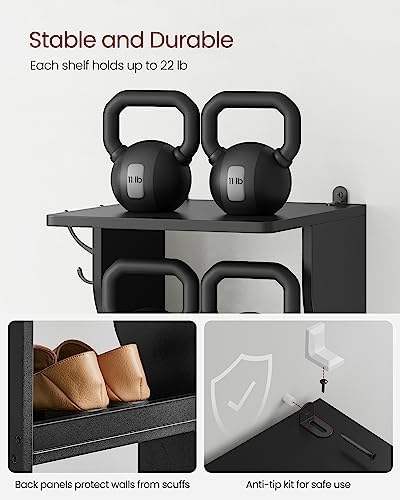 VASAGLE 7-Tier Vertical Shoe Rack, Narrow Shoe Storage Organizer with Hooks - Image 6