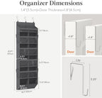 Lifewit 1 Pack Over the Door Organizer, 12 Section Clear Window Hanging Storage with 4 Side Pockets, Sturdy Anti Tilt 40 lbs Load Behind Door for Closet, Bedroom, Bathroom, Nursery, Dorm, Dark Gray - Image 2