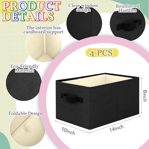 Yinder 4 Pcs Cube Storage Bin Black 14''x10''x8'' Storage Cubes - Image 2