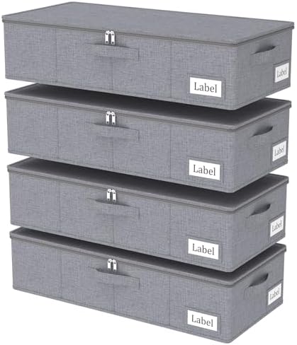 Yawinhe 27L UnderBed Storage Containers,4 Pack Closet Organizers,Grey by Yawinhe