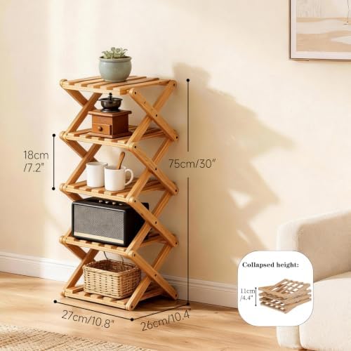 Vertical Shoe Rack Small, 5 Tier Portable Folding Shoe Storage Rack, Without Installation Free Standing Shoe Rack for Corridors, Bedrooms Living Room Corner and Small Spaces (5 Tier) - Image 2