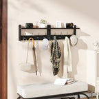 YMYNY Coat Rack Wall Mount with Shelf and Hooks, Black UHWS001B-2 - Image 3
