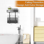 Towel Racks for Bathroom Wall Mounted, Xstydes Metal Towel Holder with Wooden Shelf for Folding Large Towels, Towel Storage for Small Bathroom Organizer Decor or RV Camping, Black - Image 5