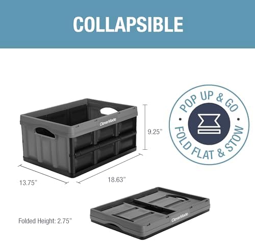 CleverMade Collapsible Storage Bins, 32L 3 Pack, 66 lb Stackable, Stone - Image 2
