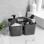Plastic Portable Shower Caddy Basket with Handle, 3 Compartments, Dark Grey - Image 2