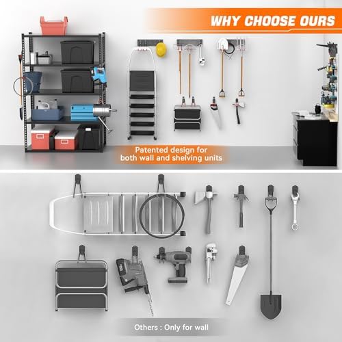TORACK 24 PCS Garage Storage Hooks with Tracks, Wall Mount Tool Organizer - Image 2