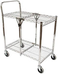 Luxor WSCC-2 Two-Shelf Collapsible Wire Utility Cart with Wheels, Push Heavy Duty,Holds 200 Pounds and Folds Up for Storage, 37"W x 18.25"D x 30.5"H by LuxorWorkspaces