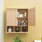 TaoHFE Natural Wooden Color Bathroom Wall Cabinet with 2 Door - Image 5