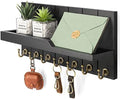 Rebee Vision Key Holder Wall Mount with 7 Hooks & Shelf for Entryway, Black by REBEEVISION