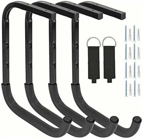 Overhead Garage Storage Rack, Heavy Duty Ceiling Storage Hooks Utility Hanger for Lumber Ladder Bike & Other Bulky Items (4) by Locawaya