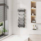 SWTYMIKI Hanging Towel Racks for Bathroom - 6 Tier Over The Door & Wall Mounted Bath Rolled Towel Storage Organizer Holder for Small Bathroom, RV, Camper, Black (Patented) - Image 5