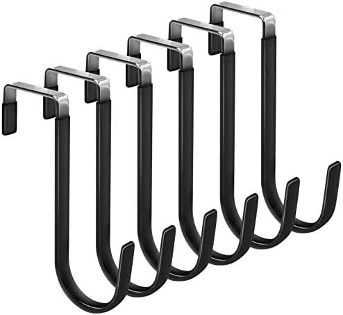 FYY Over the Door Hooks, Single-Hanger 6 Pack, Fits Doors 1 3/8" Black by FYY