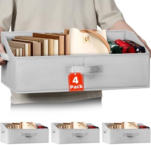 Extra Large Closet Organizers Bins 4 Pack - Blanket Basket for Organizing/Home Clothes Storage Bins for Jeans/Toy Organizers for Nursery/Wardrobe Shelf Closet Organization for Purse Hats Towel by Criusia